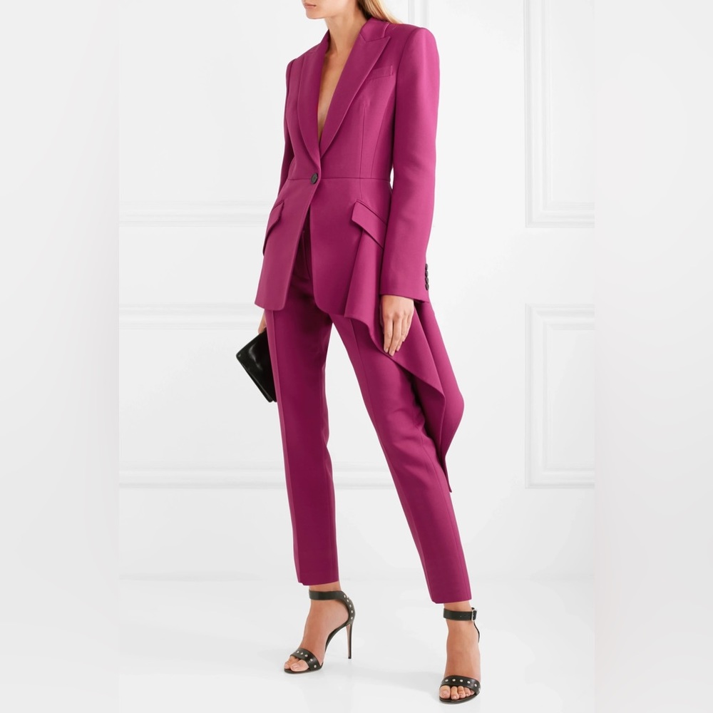 Alexander McQueen Asymmetric Wool Blend Suit